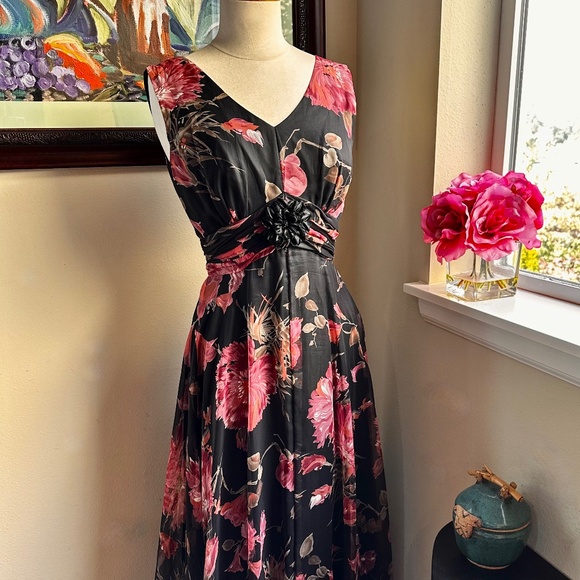 Maxi Dress w Circular Skirt in Floral Chiffon c1970s Randy Collection Original - Picture 7 of 16